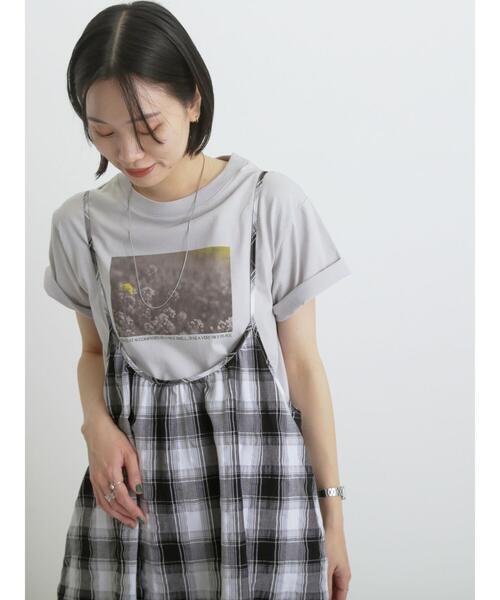 sm2rhythm（サマンサモスモスリズム）の「フォトプリントTシャツ(フラワー)（Tシャツ/カットソー・レディース・シルバーグレー/オフホワイト・F）」の4枚目の写真
