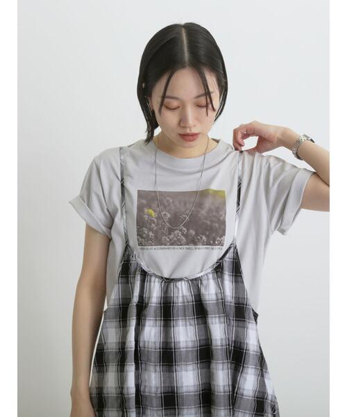 sm2rhythm（サマンサモスモスリズム）の「フォトプリントTシャツ(フラワー)（Tシャツ/カットソー・レディース・シルバーグレー/オフホワイト・F）」の7枚目の写真