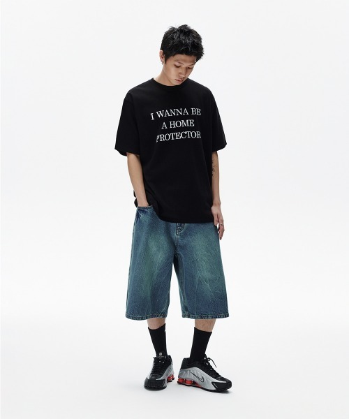 MAHAGRID(マハグリッド)の「『mahagrid/マハグリッド』 MUD WASHING DENIM SHORT /マッドワッシングデニムショートパンツ(デニムパンツ・メンズ・ブラック/ブルー・M/S)」の4枚目の写真