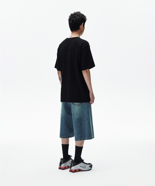 MAHAGRID(マハグリッド)の「『mahagrid/マハグリッド』 MUD WASHING DENIM SHORT /マッドワッシングデニムショートパンツ(デニムパンツ・メンズ・ブラック/ブルー・M/S)」の5枚目の写真