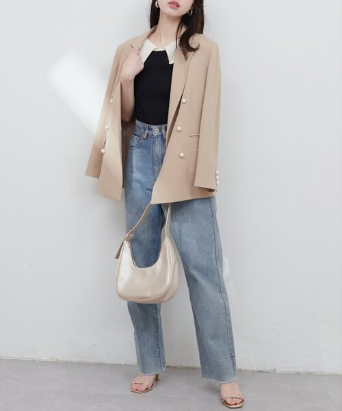 natural couture（ナチュラルクチュール）の「【WEB限定】衿付きシンプルリブニットプルーバー（ニット/セーター・レディース・オフホワイト/サックスブルー/ブラック/ピンク・FREE）」の15枚目の写真