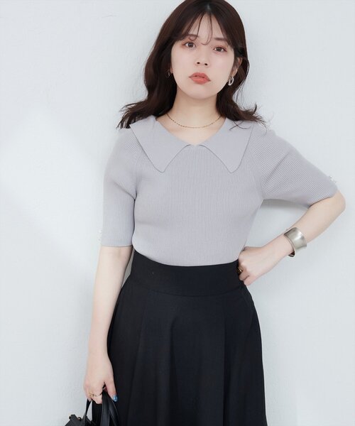 natural couture（ナチュラルクチュール）の「【WEB限定】衿付きシンプルリブニットプルーバー（ニット/セーター・レディース・オフホワイト/サックスブルー/ブラック/ピンク・FREE）」の18枚目の写真