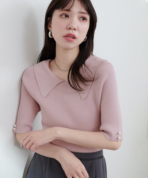 natural couture（ナチュラルクチュール）の「【WEB限定】衿付きシンプルリブニットプルーバー（ニット/セーター・レディース・オフホワイト/サックスブルー/ブラック/ピンク・FREE）」の20枚目の写真