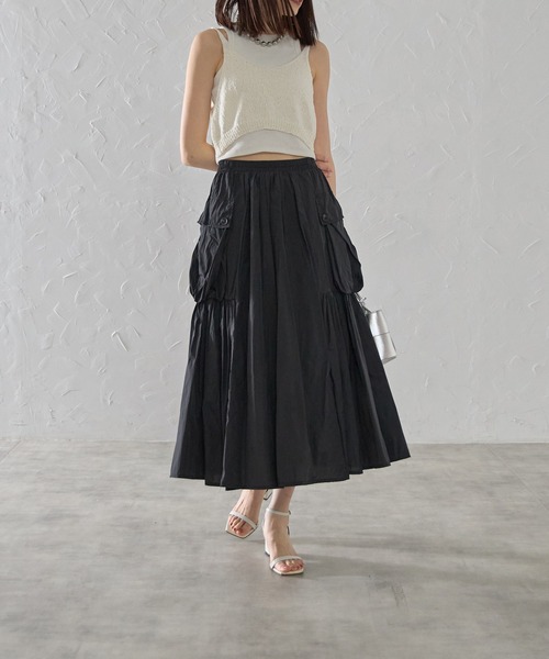 each(イーチ)の「サイドポケットナイロンミディスカート(スカート・レディース・グレー/ブラック/ライトグレー・FREE)」の9枚目の写真