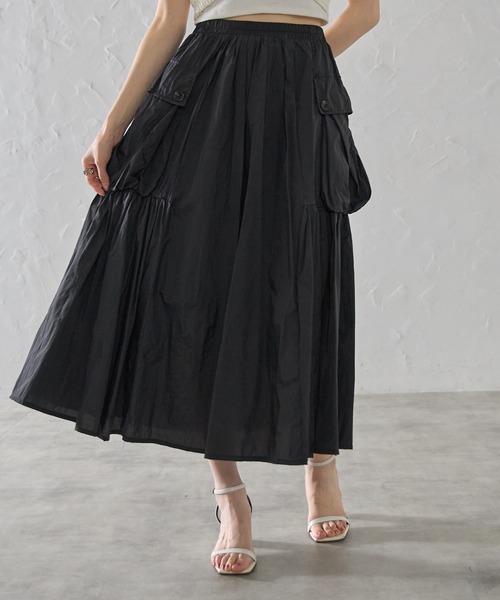 each(イーチ)の「サイドポケットナイロンミディスカート(スカート・レディース・グレー/ブラック/ライトグレー・FREE)」の5枚目の写真