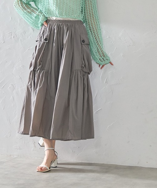 each(イーチ)の「サイドポケットナイロンミディスカート(スカート・レディース・グレー/ブラック/ライトグレー・FREE)」の12枚目の写真