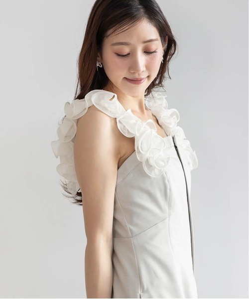 RANDA(ランダ)の「フリルオールインワン(サロペット/オーバーオール・レディース・チェック/ネイビー/グレー・1/0)」の11枚目の写真