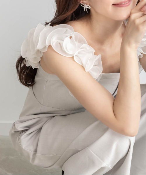 RANDA(ランダ)の「フリルオールインワン(サロペット/オーバーオール・レディース・チェック/ネイビー/グレー・1/0)」の12枚目の写真