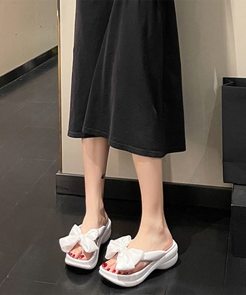 セール】サテン リボン EVA 厚底 トング サンダル（ルーム