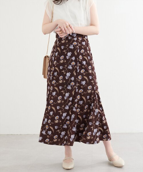 natural couture（ナチュラルクチュール）の「【WEB限定】花柄マーメイドスカート（スカート・レディース・ブラウン/ベージュ/グレー・FREE）」の21枚目の写真