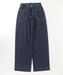配色ステッチ テンセルデニムパンツ