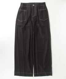 配色ステッチ テンセルデニムパンツ
