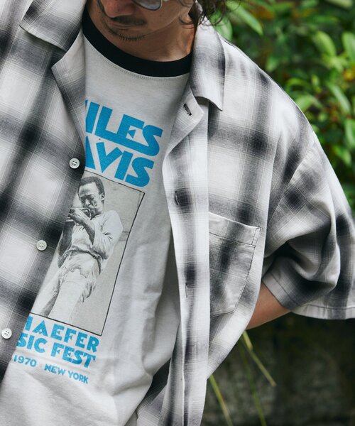 JOURNAL STANDARD relume（ジャーナルスタンダード　レリューム）の「レーヨン フリンジ 半袖チェックシャツ（シャツ/ブラウス・メンズ・グレー/サックスブルー/ブラック/レッド・LARGE/MEDIUM）」の11枚目の写真