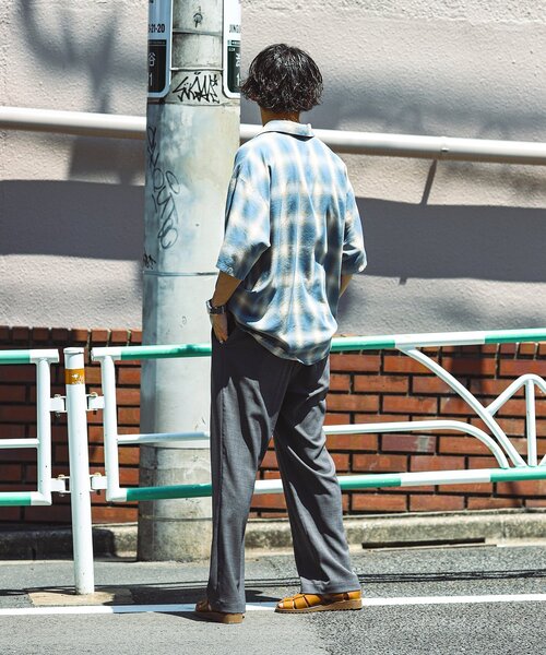 JOURNAL STANDARD relume（ジャーナルスタンダード　レリューム）の「レーヨン フリンジ 半袖チェックシャツ（シャツ/ブラウス・メンズ・グレー/サックスブルー/ブラック/レッド・LARGE/MEDIUM）」の14枚目の写真