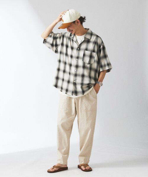 セール】レーヨン フリンジ 半袖チェックシャツ（シャツ