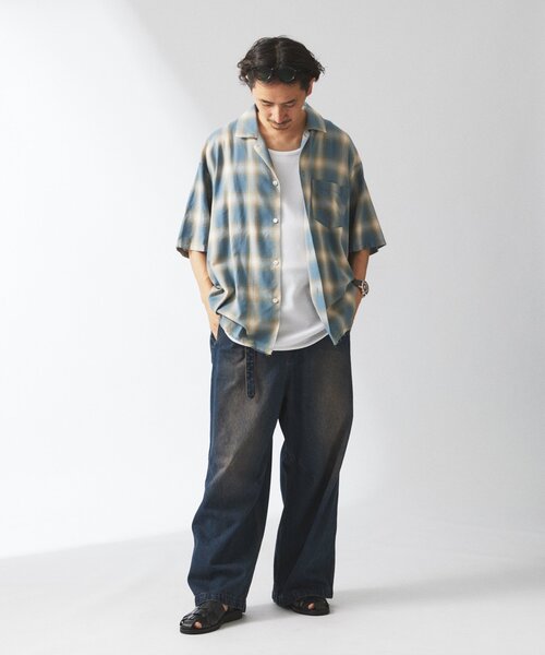 JOURNAL STANDARD relume レーヨン　半袖チェックシャツ レーヨン フリンジ 半袖チェックシャツ（シャツ／ブラウス