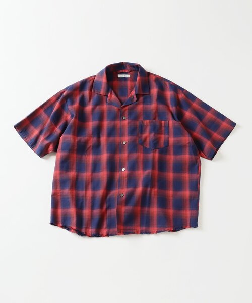 レーヨンフリンジ　半袖チェックシャツ JOURNAL STANDARD relume シャツ レーヨン フリンジ 半袖