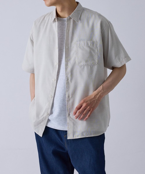 j.n.r.d(ジェー・エヌ・アール・ディー)の「j.n.r.d/パナマプレーン半袖シャツ(シャツ/ブラウス・メンズ・ホワイト系その他2/チャコールグレー・L/M/LL)」の3枚目の写真
