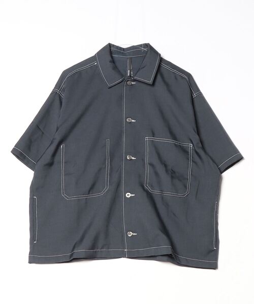 COMMON WARE（コモンウェアー）の「COMMONWARE:BIG SIZE STICHING SHIRTS/ビッグサイズ ステッチングシャツ（シャツ/ブラウス・メンズ・チャコールグレー/ブラック/ネイビー・M/L）」の16枚目の写真