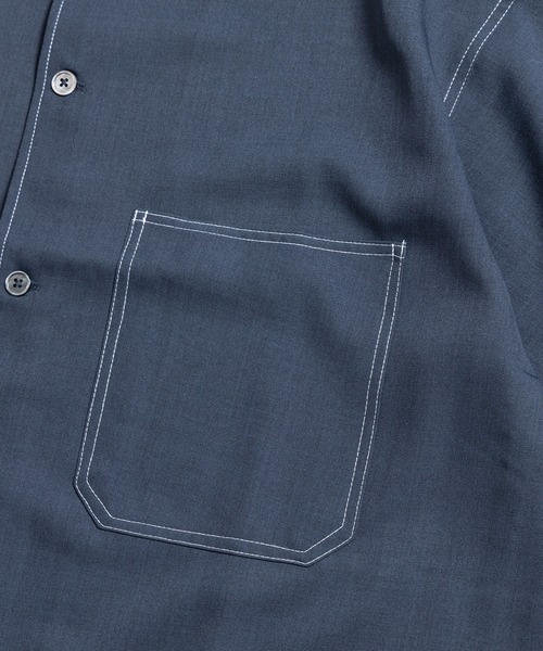 COMMON WARE（コモンウェアー）の「COMMONWARE:BIG SIZE STICHING SHIRTS/ビッグサイズ ステッチングシャツ（シャツ/ブラウス・メンズ・チャコールグレー/ブラック/ネイビー・M/L）」の5枚目の写真