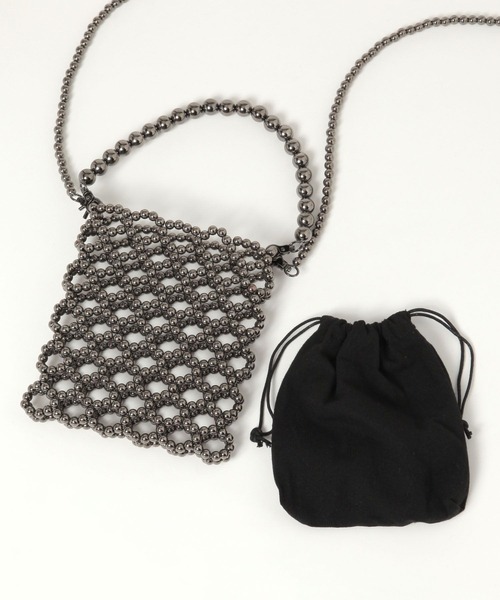 LEPSIM(レプシィム)の「ビーズショルダーミニバッグ 324877(ショルダーバッグ・レディース・ブラック系その他/シルバー・ONE SIZE)」の5枚目の写真