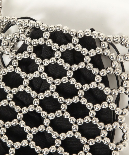 LEPSIM(レプシィム)の「ビーズショルダーミニバッグ 324877(ショルダーバッグ・レディース・ブラック系その他/シルバー・ONE SIZE)」の4枚目の写真