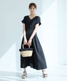 Andemiu | タックプリーツＶネックワンピース494091(ワンピース)