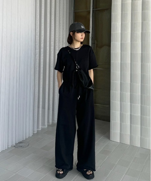 ameri vintage SWEAT EASY ROMPERS　ブラック　S ameri vintage SWEAT EASY ROMPERS ブラック S