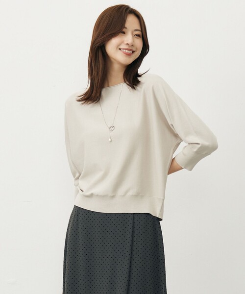 J.PRESS Ladies(J.プレス レディス)の「【WEB限定カラーあり・洗える・抗菌防臭】COTTON POLYESTER ドルマンスリーブ ニット(ニット/セーター・レディース・ライトグレー系/ネイビー系/スカイブルー系/オレンジ系/ピンク系・SMALL)」の1枚目の写真