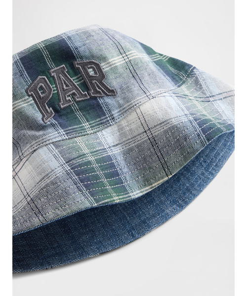 GAP（ギャップ）の「Gap × Malbon コットンリネン リバーシブル ロゴ バケットハット（ハット・メンズ・インディゴブルー・ONE SIZE）」の4枚目の写真