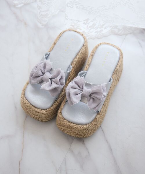 ems excite（エムズエキサイト）の「リボンジュートサンダル（サンダル・レディース・ブラック/オフホワイト/シルバー・MEDIUM/LARGE）」の8枚目の写真