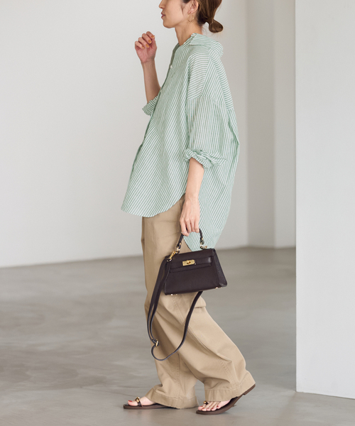 FRAMeWORK（フレームワーク）の「コットンリネンオーバーシャツ（シャツ/ブラウス・レディース・ブルー/サックスブルー/グリーン・FREE）」の5枚目の写真