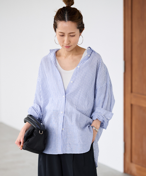 セール】コットンリネンオーバーシャツ（シャツ/ブラウス）｜FRAMeWORK