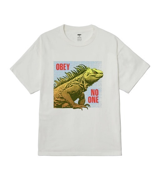OBEY(オベイ)の「OBEY NO ONE REPTILE PIGMENT BOX T-SHIRT(オベイ ノーワン レプタイル ピグメント ボックスTシャツ)(Tシャツ/カットソー・メンズ・ホワイト系/ブラック系/グリーン系・X-LARGE/LARGE/MEDIUM)」の1枚目の写真