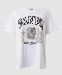 ganni tシャツ GANNI ガニー 半袖 Tシャツ Basic jersey Lemon Banana CHERRY