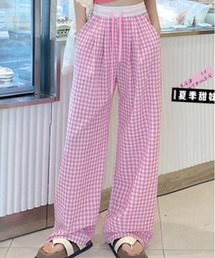 チェック柄ワイドパンツ