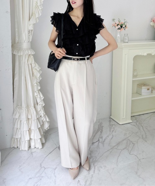 INGNI(イング)の「フリルシアーノースリブラウス/A(シャツ/ブラウス・レディース・ピンク/サックスブルー/ブラック/オフホワイト・M)」の16枚目の写真