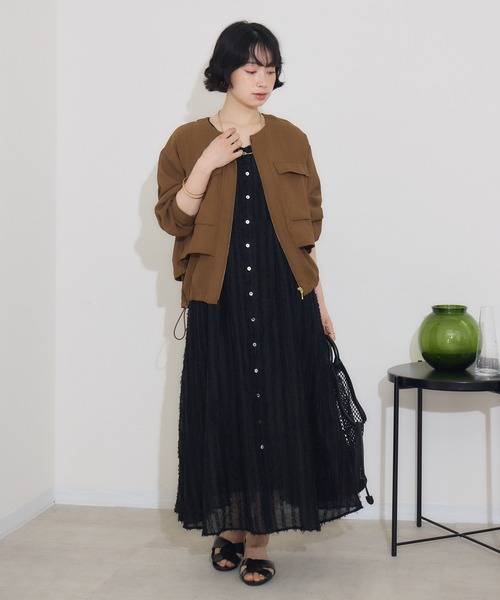 KATHARINE ROSS（キャサリンロス）の「【KATHARINE ROSS】リネン調ドロストブルゾン（ブルゾン・レディース・ブラウン/グレー・MEDIUM）」の3枚目の写真