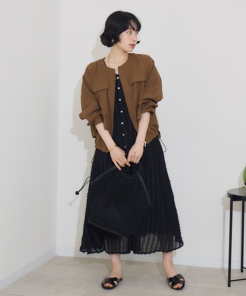 KATHARINE ROSS（キャサリンロス）の「【KATHARINE ROSS】リネン調ドロストブルゾン（ブルゾン・レディース・ブラウン/グレー・MEDIUM）」の5枚目の写真