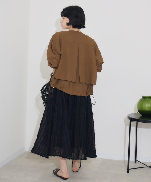 KATHARINE ROSS（キャサリンロス）の「【KATHARINE ROSS】リネン調ドロストブルゾン（ブルゾン・レディース・ブラウン/グレー・MEDIUM）」の6枚目の写真