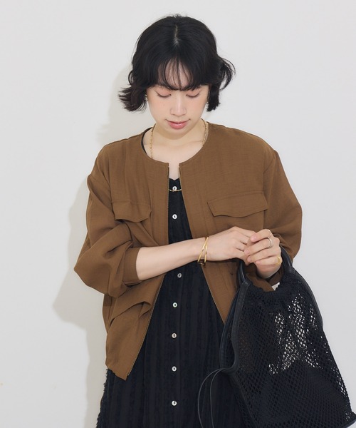 KATHARINE ROSS（キャサリンロス）の「【KATHARINE ROSS】リネン調ドロストブルゾン（ブルゾン・レディース・ブラウン/グレー・MEDIUM）」の7枚目の写真
