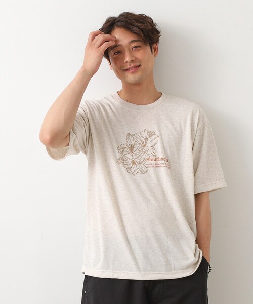 刺繍Tシャツ 刺繍 Tシャツ Tシャツ 半袖 T-shirts ポリ麻刺繍半袖Tシャツ（Tシャツ） | THE SHOP TK(Men)（ザ