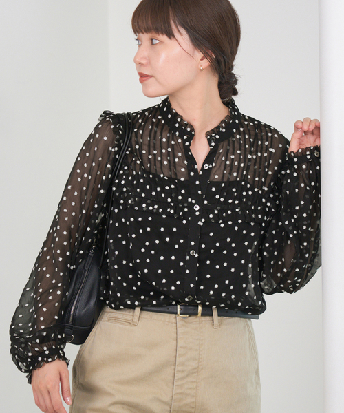 IENA（イエナ）の「《WEB限定/追加2》楊柳フリルピンタックブラウス（シャツ/ブラウス・レディース・ブラック・FREE）」の9枚目の写真