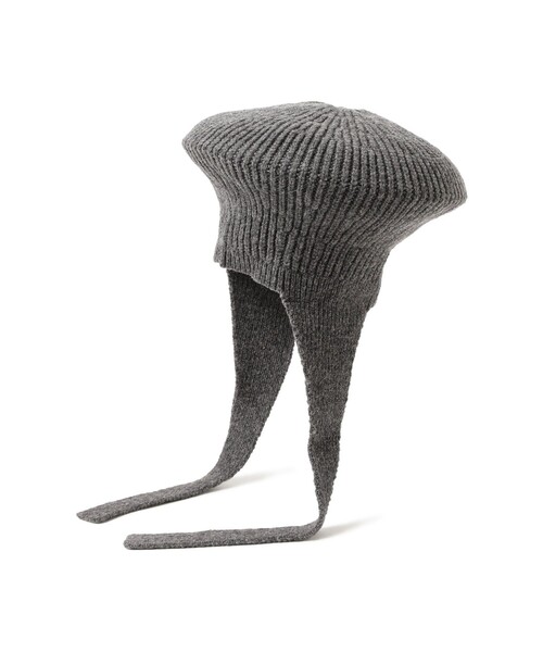 Ray BEAMS(レイビームス)の「HICOSAKA / Ear Flap Integration Knit Beret(ハンチング/ベレー帽・レディース・チャコールグレー/オフホワイト・ONE SIZE)」の1枚目の写真