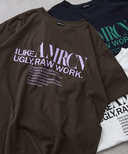 AMERICANA（アメリカーナ）の「Americana/アメリカーナ 別注 丸胴 ラフィー天竺 ロゴプリントTEE / リラックスフィット バックプリント半袖Tシャツ（Tシャツ/カットソー・レディース・ブラウン/ネイビー/ホワイト・FREE）」の15枚目の写真