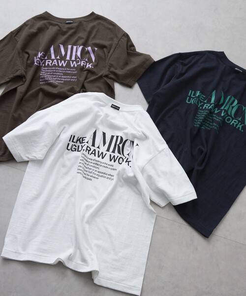 AMERICANA（アメリカーナ）の「Americana/アメリカーナ 別注 丸胴 ラフィー天竺 ロゴプリントTEE / リラックスフィット バックプリント半袖Tシャツ（Tシャツ/カットソー・レディース・ブラウン/ネイビー/ホワイト・FREE）」の4枚目の写真