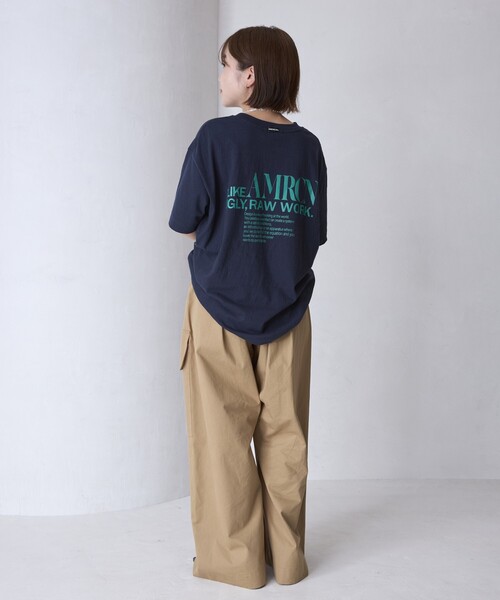 AMERICANA（アメリカーナ）の「Americana/アメリカーナ 別注 丸胴 ラフィー天竺 ロゴプリントTEE / リラックスフィット バックプリント半袖Tシャツ（Tシャツ/カットソー・レディース・ブラウン/ネイビー/ホワイト・FREE）」の12枚目の写真