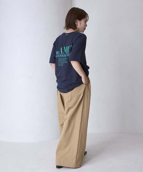 AMERICANA（アメリカーナ）の「Americana/アメリカーナ 別注 丸胴 ラフィー天竺 ロゴプリントTEE / リラックスフィット バックプリント半袖Tシャツ（Tシャツ/カットソー・レディース・ブラウン/ネイビー/ホワイト・FREE）」の10枚目の写真