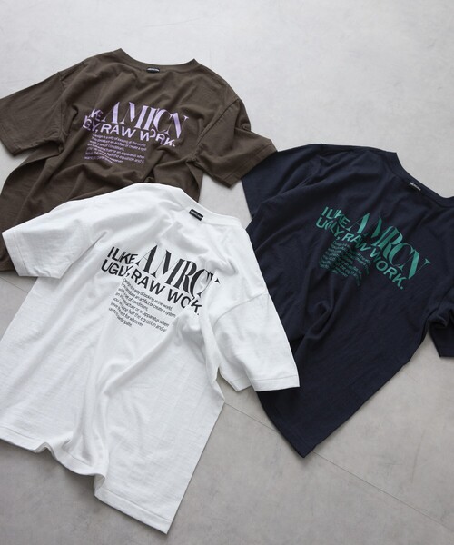 AMERICANA（アメリカーナ）の「Americana/アメリカーナ 別注 丸胴 ラフィー天竺 ロゴプリントTEE / リラックスフィット バックプリント半袖Tシャツ（Tシャツ/カットソー・レディース・ブラウン/ネイビー/ホワイト・FREE）」の9枚目の写真