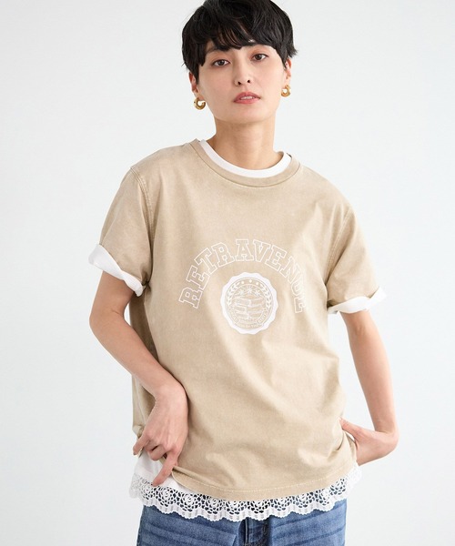 BARNYARDSTORM（バンヤードストーム）の「BARNYARDSTORM / ヴィンテージカレッジＴ（Tシャツ/カットソー・レディース・ブルー/イエロー/ベージュ・S/M）」の17枚目の写真